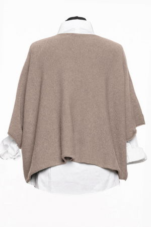 Pulover versatil cu maneca fluture din vascoza, bej inchis [1]