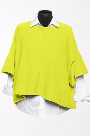 Pulovere - Pulover versatil cu maneca fluture din vascoza, galben lime