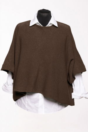 Pulover versatil cu maneca fluture din vascoza, maro