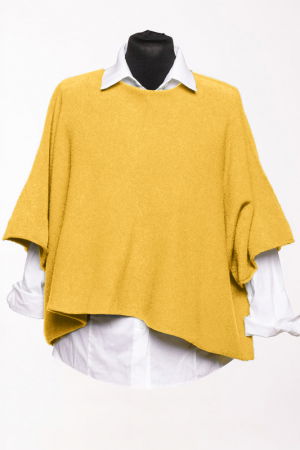 Pulovere - Pulover versatil cu maneca fluture din vascoza, galben turmeric