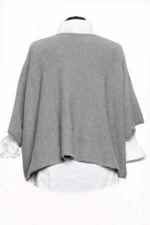 Pulover versatil cu maneca fluture din vascoza, gri [1]