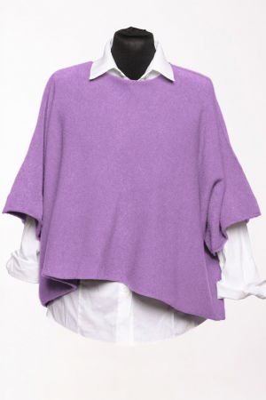 Pulover versatil cu maneca fluture din vascoza, mov deschis