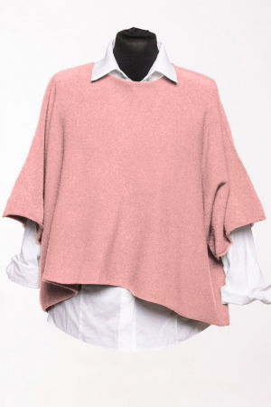 Pulover versatil cu maneca fluture din vascoza, roz prafuit