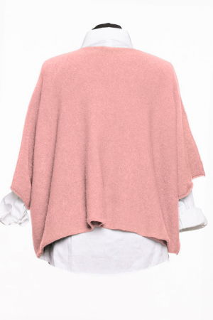 Pulover versatil cu maneca fluture din vascoza, roz prafuit [1]