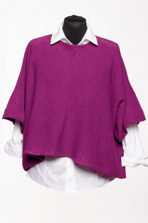 Pulovere - Pulover versatil cu maneca fluture din vascoza, mov zmeura