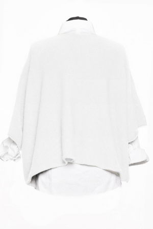 Pulover versatil cu maneca fluture din vascoza, alb [3]