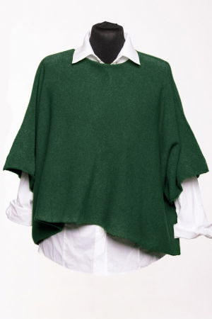 Pulover versatil cu maneca fluture din vascoza, verde inchis