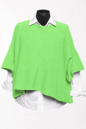 Pulovere - Pulover versatil cu maneca fluture din vascoza, verde praz