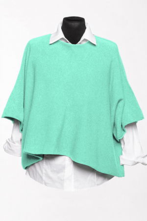 Pulovere - Pulover versatil cu maneca fluture din vascoza, verde menta