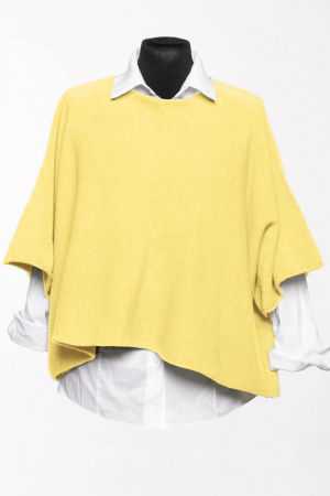 Pulovere - Pulover versatil cu maneca fluture din vascoza, galben pai