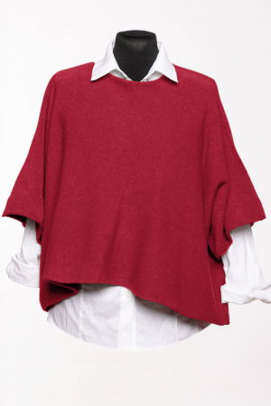 Pulover versatil cu maneca fluture din vascoza, bordo