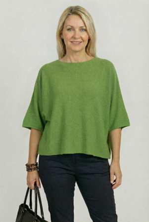 Pulover versatil cu maneca fluture din vascoza, verde crud [2]