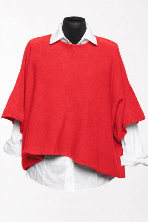 Pulovere - Pulover versatil cu maneca fluture din vascoza, rosu