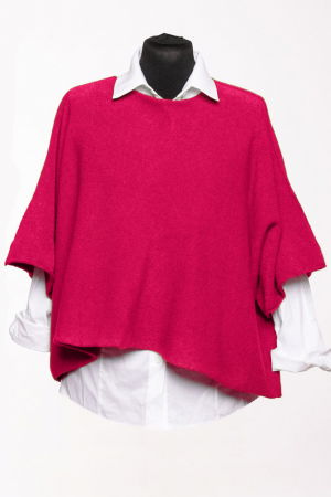 Pulover versatil cu maneca fluture din vascoza, fucsia [3]