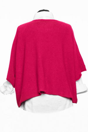 Pulover versatil cu maneca fluture din vascoza, fucsia [4]
