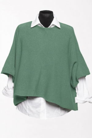 Pulovere - Pulover versatil cu maneca fluture din vascoza, verde prafuit