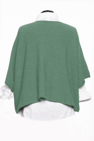 Pulover versatil cu maneca fluture din vascoza, verde prafuit [4]