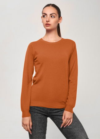 ÎMBRĂCĂMINTE - Puloveras la baza gatului, din tricotaj fin, caramiziu