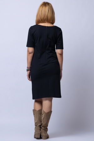 Rochie din tricot de bumbac neagra cu doua pisici aplicate pe piept [2]