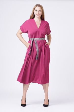 Rochie A-line bordo, cu cordon [2]