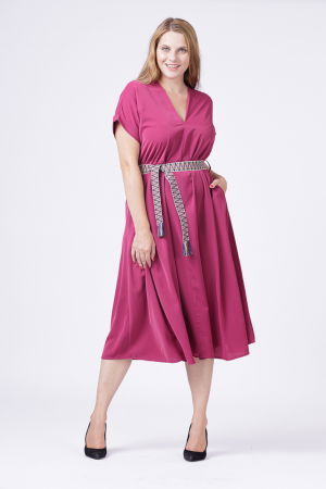 Rochii masuri mari - Rochie A-line bordo, cu cordon