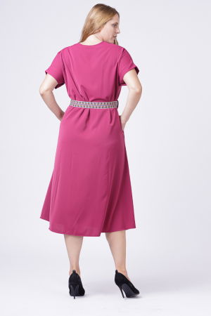 Rochie A-line bordo, cu cordon [4]