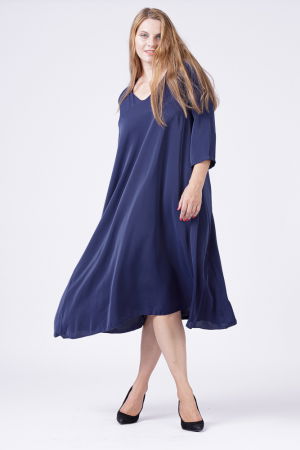 Rochie A-line bleumarin cu maneca lunga [2]