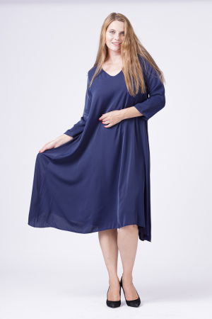 Rochie A-line bleumarin cu maneca lunga [3]