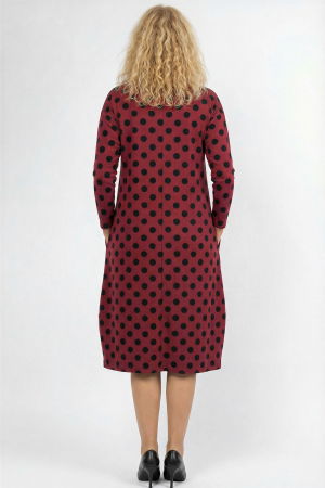 Rochie lalea cu buline embosate si catifelate, din jerseu de bumbac bordo [1]