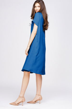 Rochie `A line` din in mercerizat albastra [1]