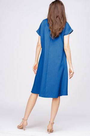 Rochie `A line` din in mercerizat albastra [2]