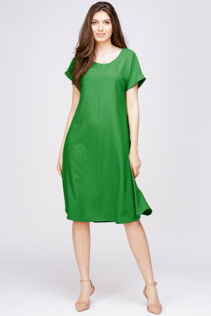 Rochii din In - Rochie `A line` din in mercerizat verde crud