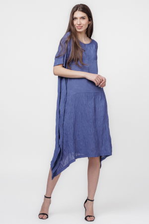 Rochie A-line in colturi albastru jeans [2]