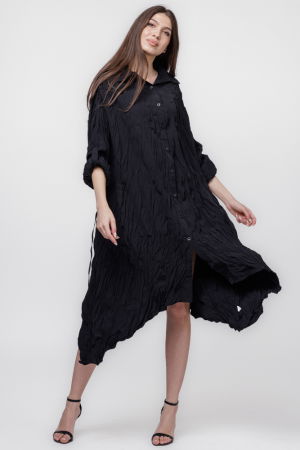 Rochie camasa creponata, in colturi, neagra [2]