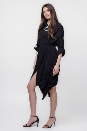 Rochie camasa creponata, in colturi, neagra [3]