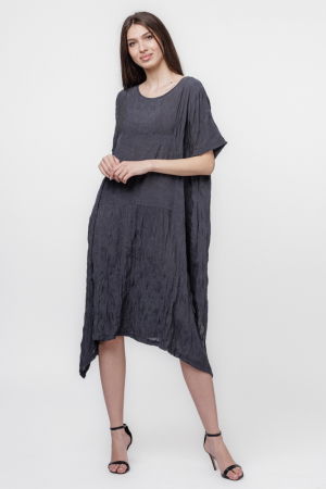 Rochii din Bumbac - Rochie gri A-line in colturi