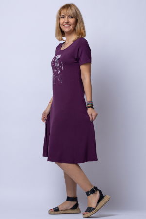 Rochie `A line` midi, bordo din tricot cu imprimeu chip de fata [1]