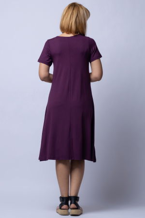 Rochie `A line` midi, bordo din tricot cu imprimeu chip de fata [2]