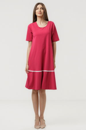 Rochie `A line` midi, cu volan si dantela din bumbac [1]