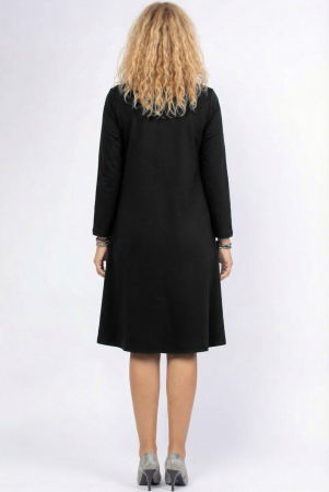 Rochie `A line` midi, cu nod intr-o parte, din vascoza neagra [1]