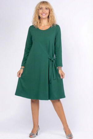 Rochii Casual - Rochie `A line` midi, cu nod intr-o parte, din vascoza verde