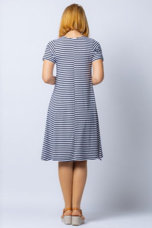 Rochie `A line` midi, dungi marinar din tricot cu imprimeu chip de fata [2]