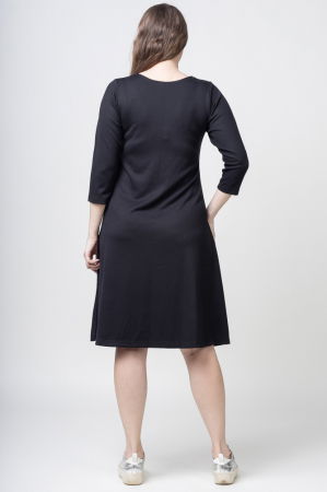 Rochie `A line` neagra din jerseu, cu panou "Fata Africana" [3]