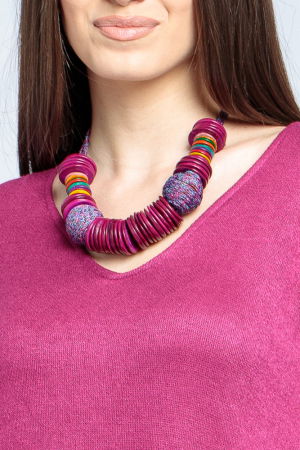 Rochie `A line` midi, din jerseu moale cu aplicatie pana, mov zmeura [4]