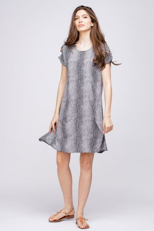 Rochie `A line` midi, silky, cu imprimeu animal print sarpe [2]