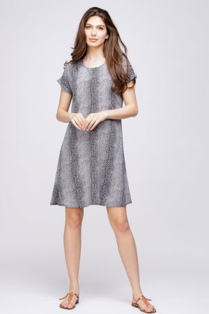 Rochie `A line` midi, silky, cu imprimeu animal print sarpe [1]