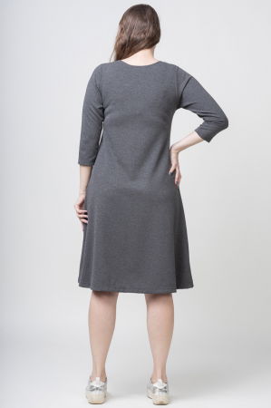 Rochie `A line` gri din jerseu, cu panou "Fata Africana" [3]