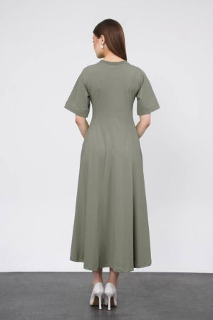 Rochie ampla, lunga clos, din jerseu de bumbac, kaki [1]