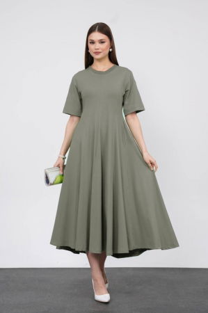 Rochie ampla, lunga clos, din jerseu de bumbac, kaki [2]