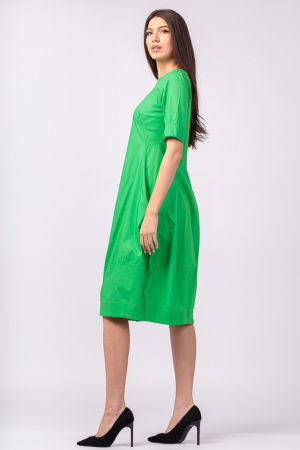 Rochie verde, lalea, cambrata, cu fermoar, din poplin de bumbac [1]